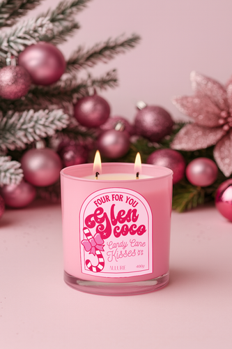 Glen Coco's Candy Cane Kisses Refillable Eco Candle | Christmas Star Anise, Sweet Mint, Marshmallow, Vanilla and Musk Candle