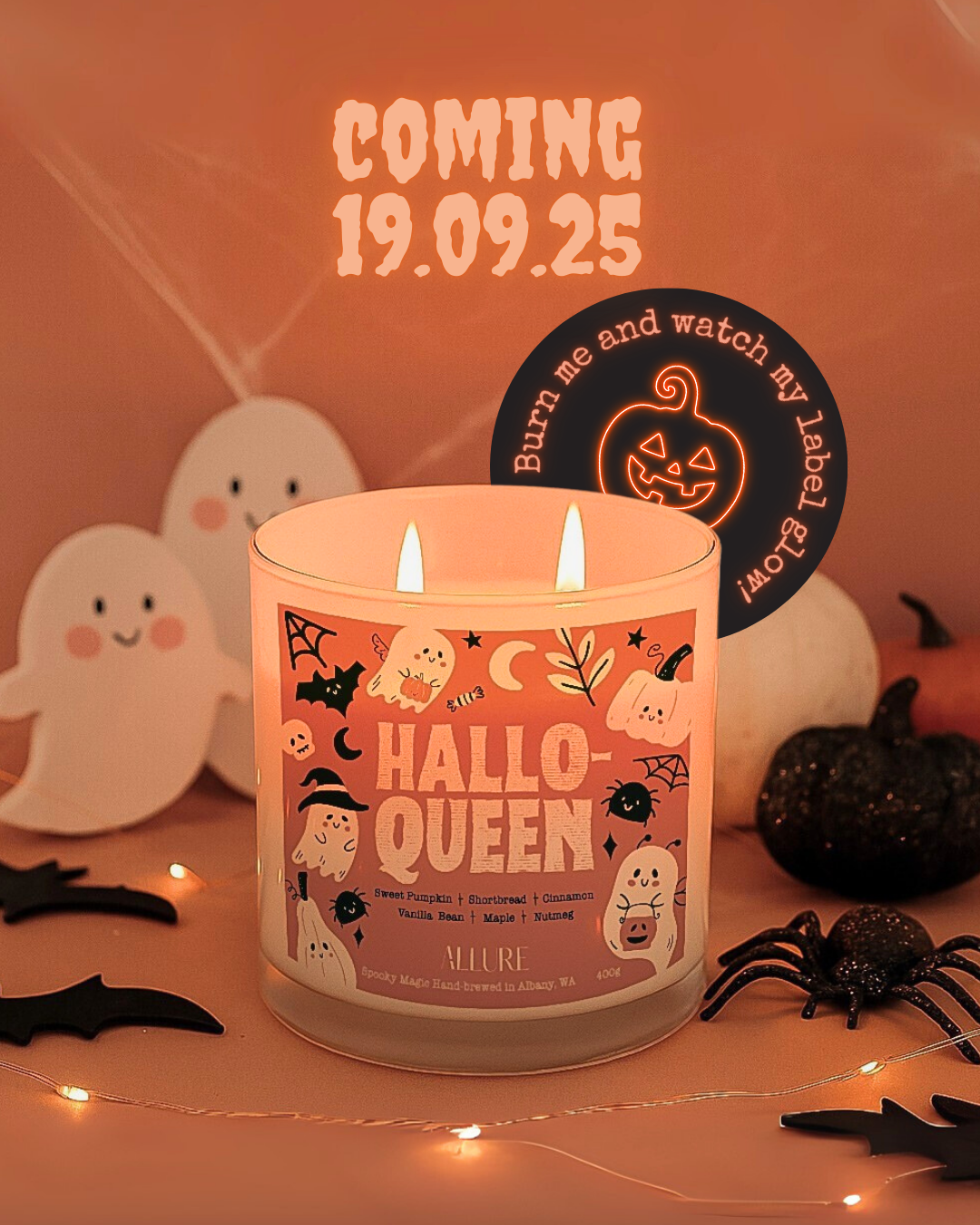 Hallo-Queen Spooky Halloween Candle  |  400g Refillable Candle