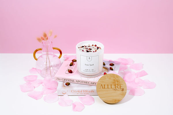 Love Spell Refillable Eco Candle | Fruity + Floral With Sweet Pea, Cranberry, Raspberry + Vanilla With Moonstone