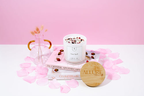 Love Spell Refillable Eco Candle | Fruity + Floral With Sweet Pea, Cranberry, Raspberry + Vanilla With Moonstone