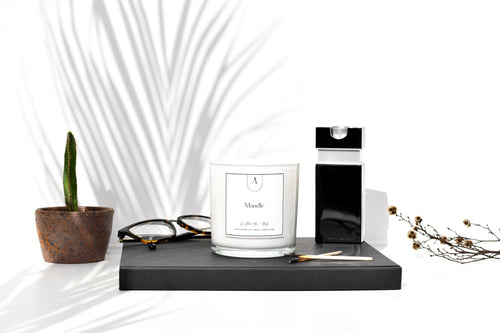 Mandle Refillable Eco Candle | Masculine, Man Candle for Men with Blood Orange, Nutmeg, Clove + Leather